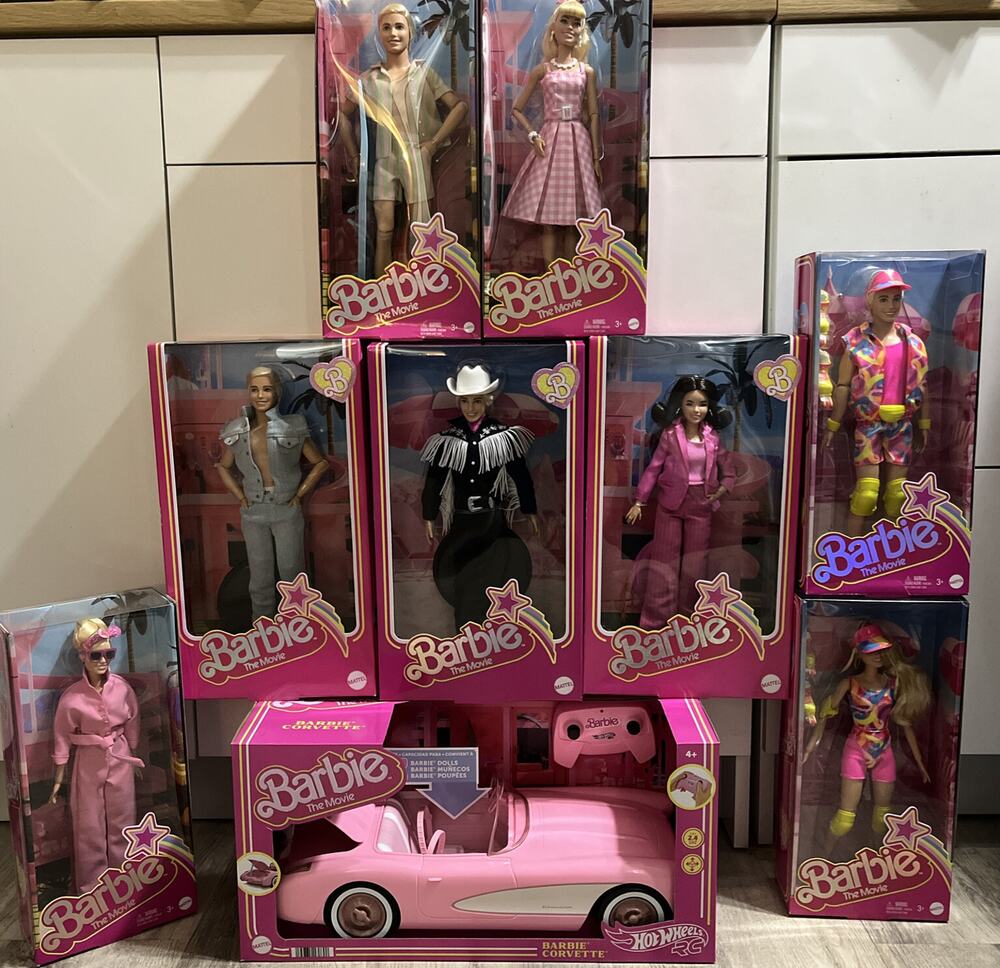 Barbie The Movie Doll Lot Barbie, Ken, Gloria Hot Wheels Barbie Corvette R/C Car